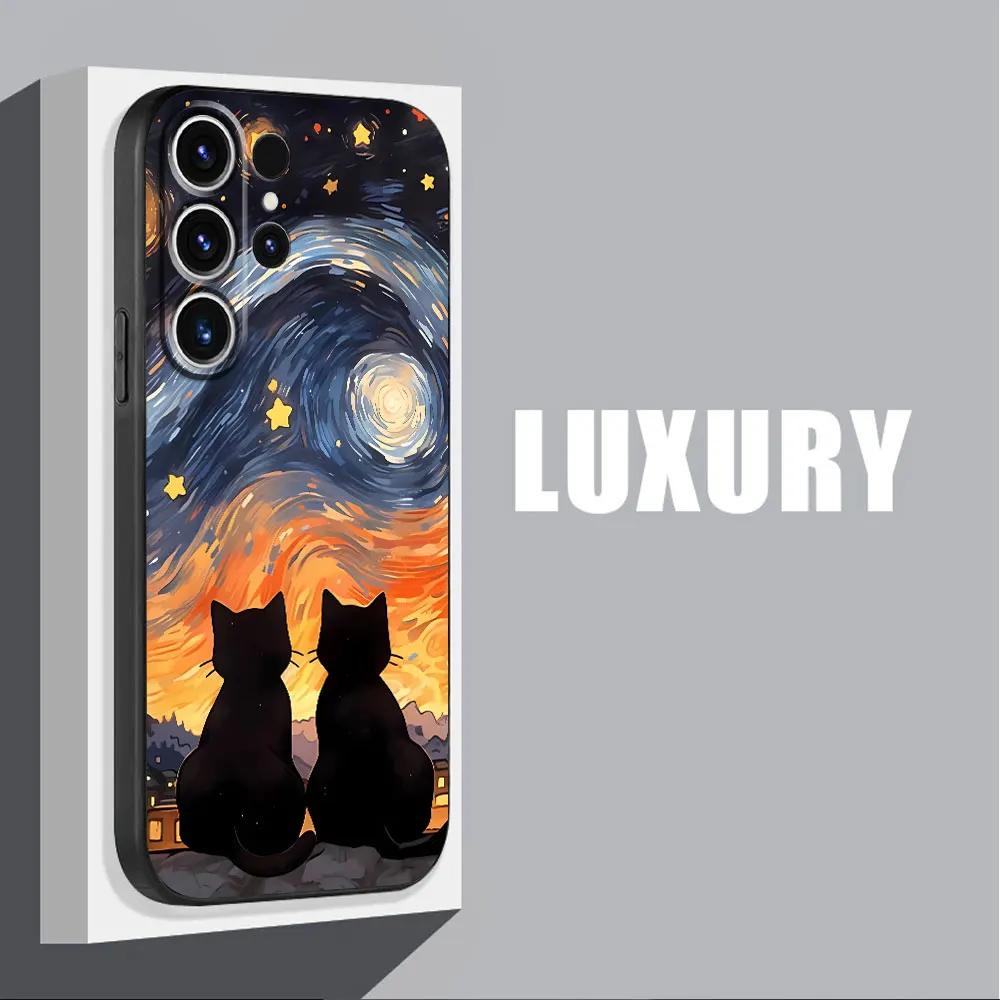 Etui na Samsung Galaxy S9 Note 20 Ultra S8 Plus Note 9 8 Note 10 Plus S10 S9 Plus S8 Plus etui gwiaździste niebo kot TPU miękkie etui