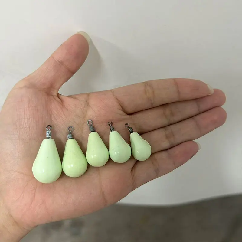 5pcs 3-8 # (12-30g) Sea Fishing Long Throw Throwing Rod with Octagonal Ring Fishing Sinker Droplet Shaped Luminous Lead Pendant view 4