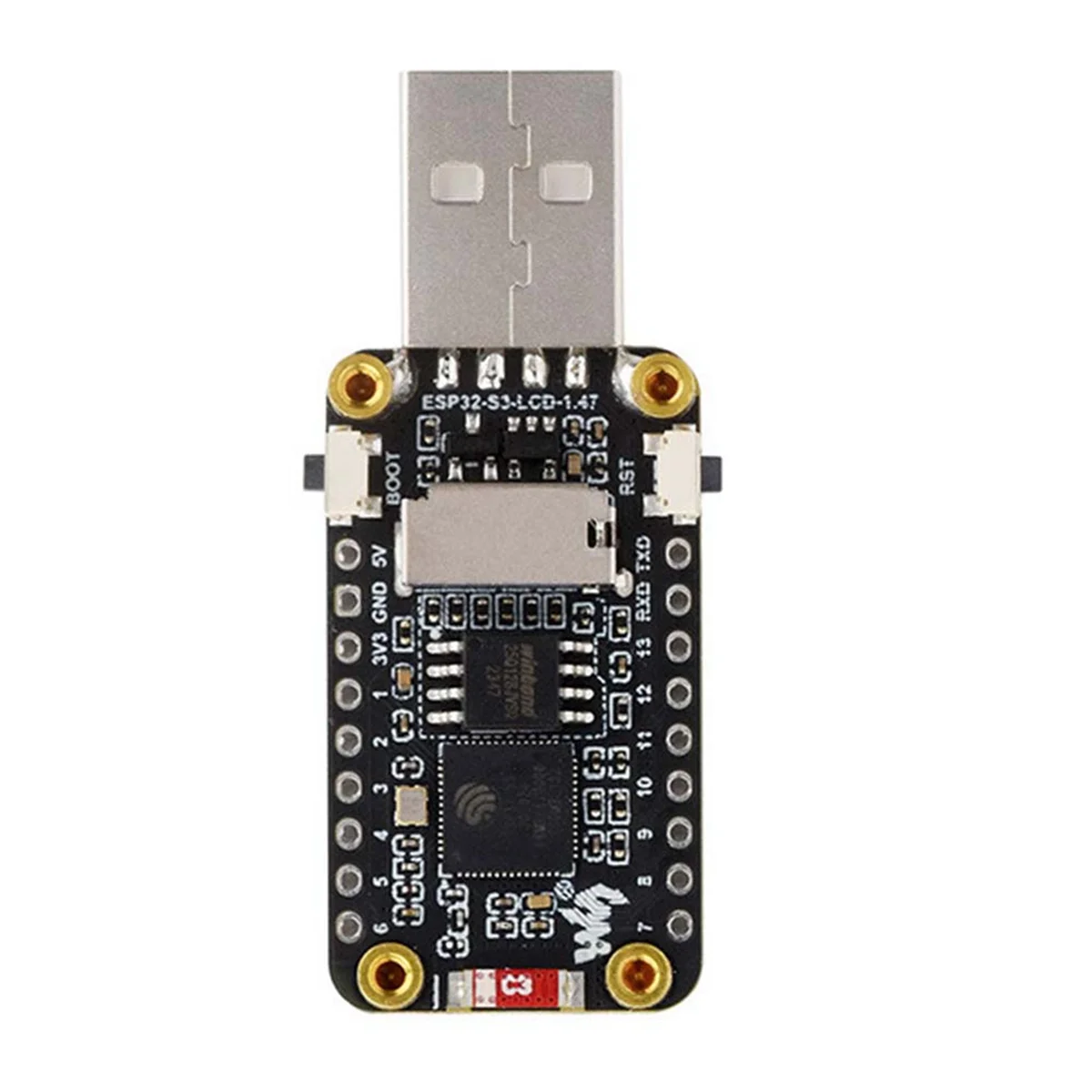 ESP32-S3 Development Board 1.47 Inch LCD Display On-Board RGB Color Micro-SD Card Holder Full-Speed USB Serial Port