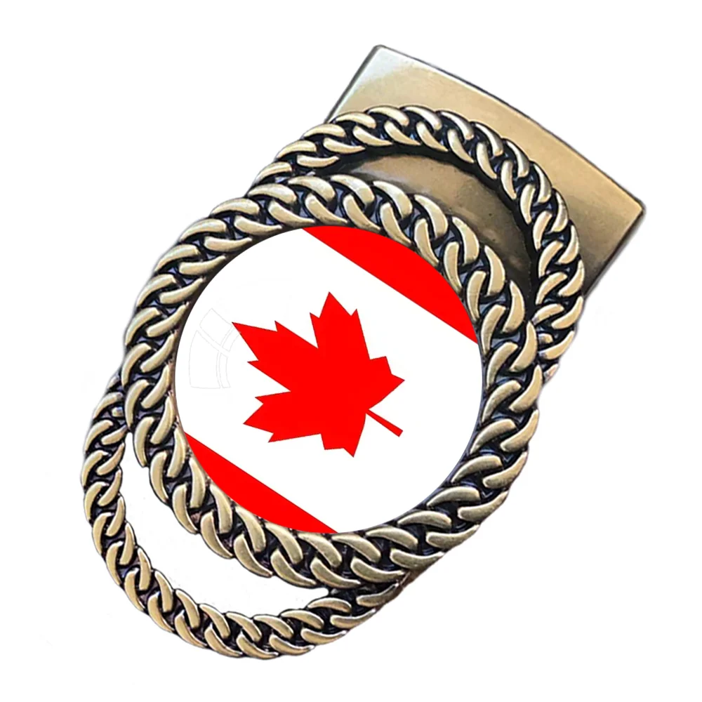 Canadian flag pattern automatic ratchet belt buckle fashion personalized waist accessory best gift for patriots