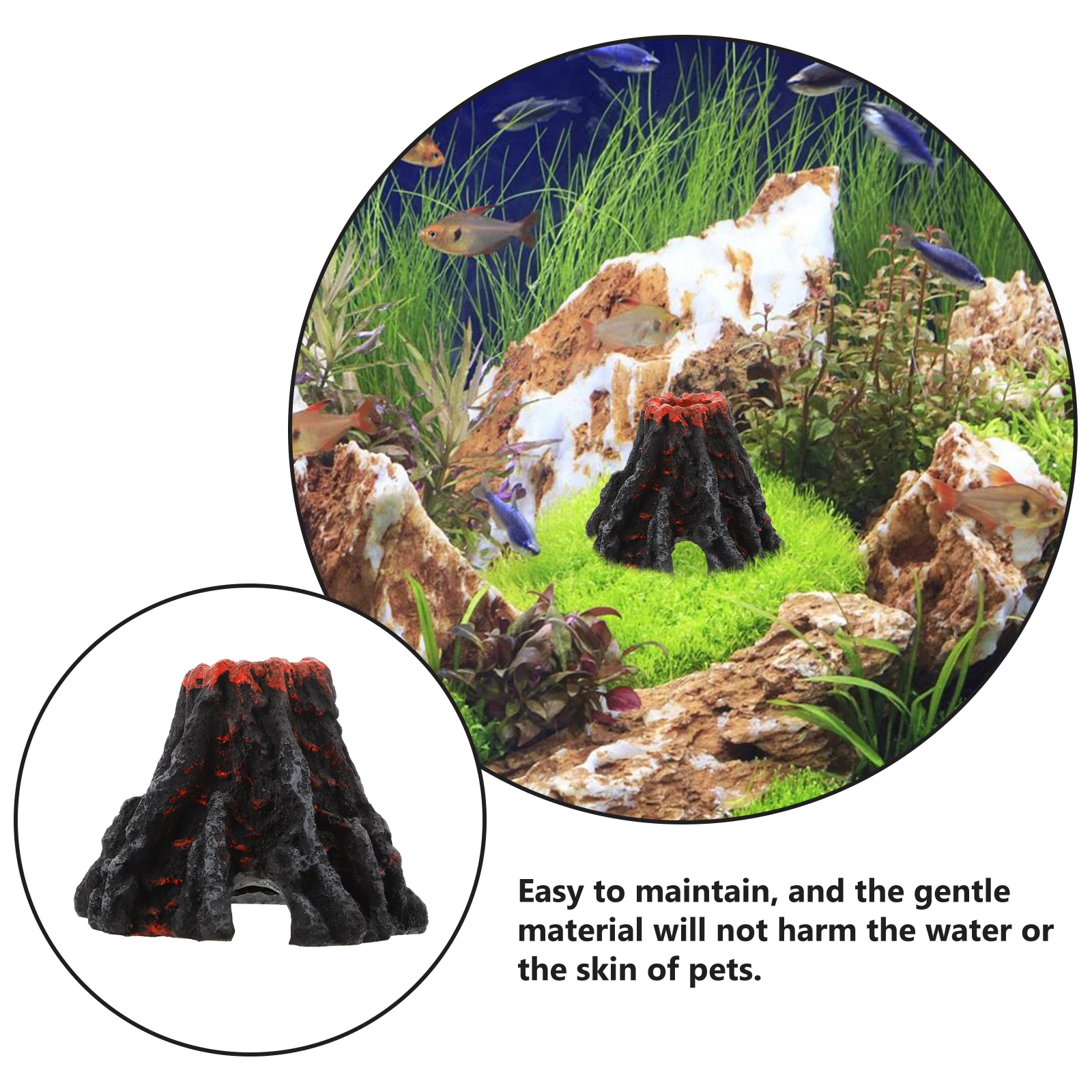 

Resin Miniature Volcano Aquarium Decor Stable Wide Base Fish Tank Landscaping Resin Volcano Ornament Aquarium Accessory