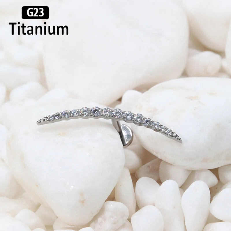 G23 Titanium 16G cartilagine Stud orecchini da donna Piercing al setto zircone falcate lobo dell'orecchio Tragus Helix Lip Rings Labret Jewelry