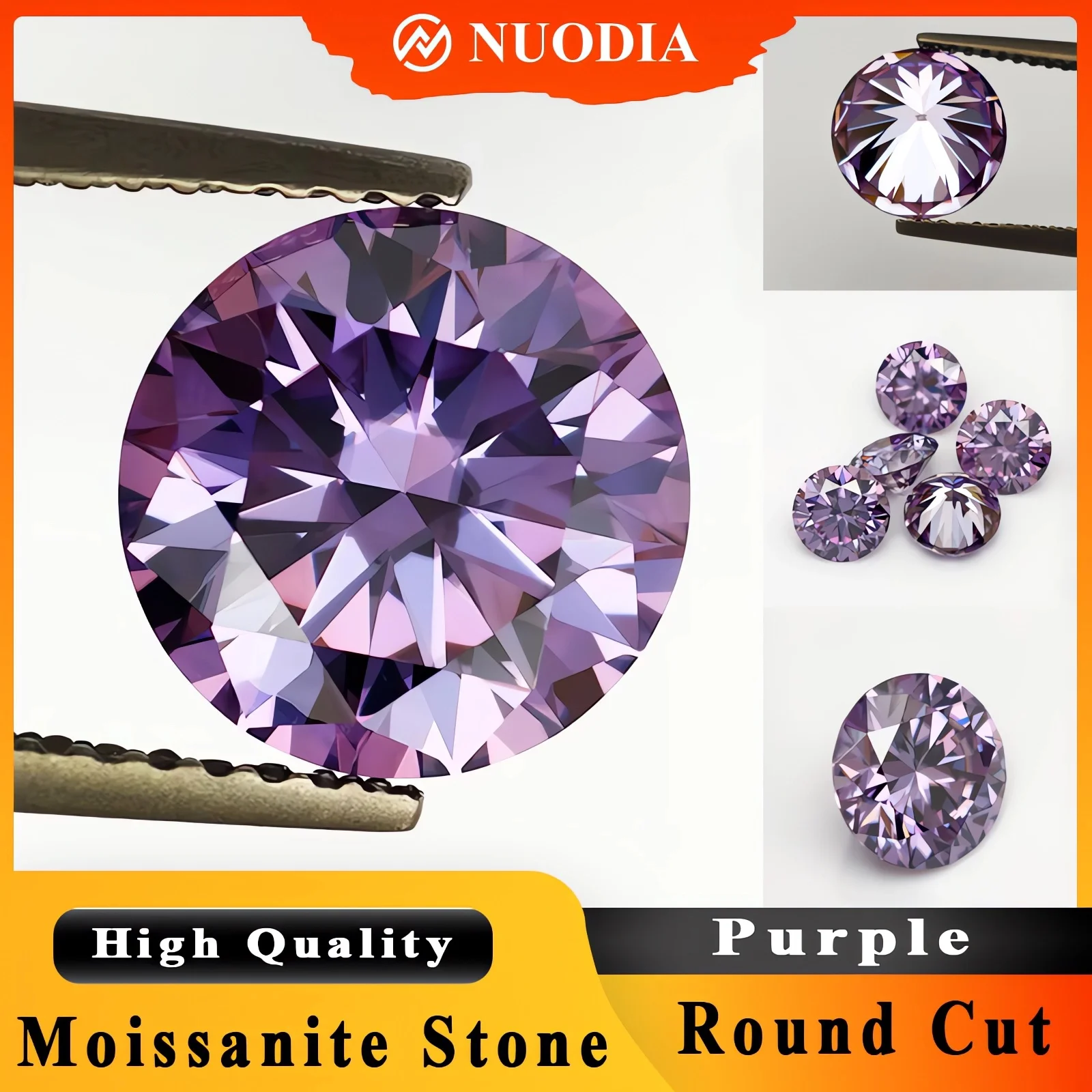 

Ювелирные изделия Камень Муассанит с сертификатом Фиолетовый цвет Круглая огранка Сертифицированная 3,0 карата Муассанита Свободные драгоценные камни Пройти тестер бриллиантов