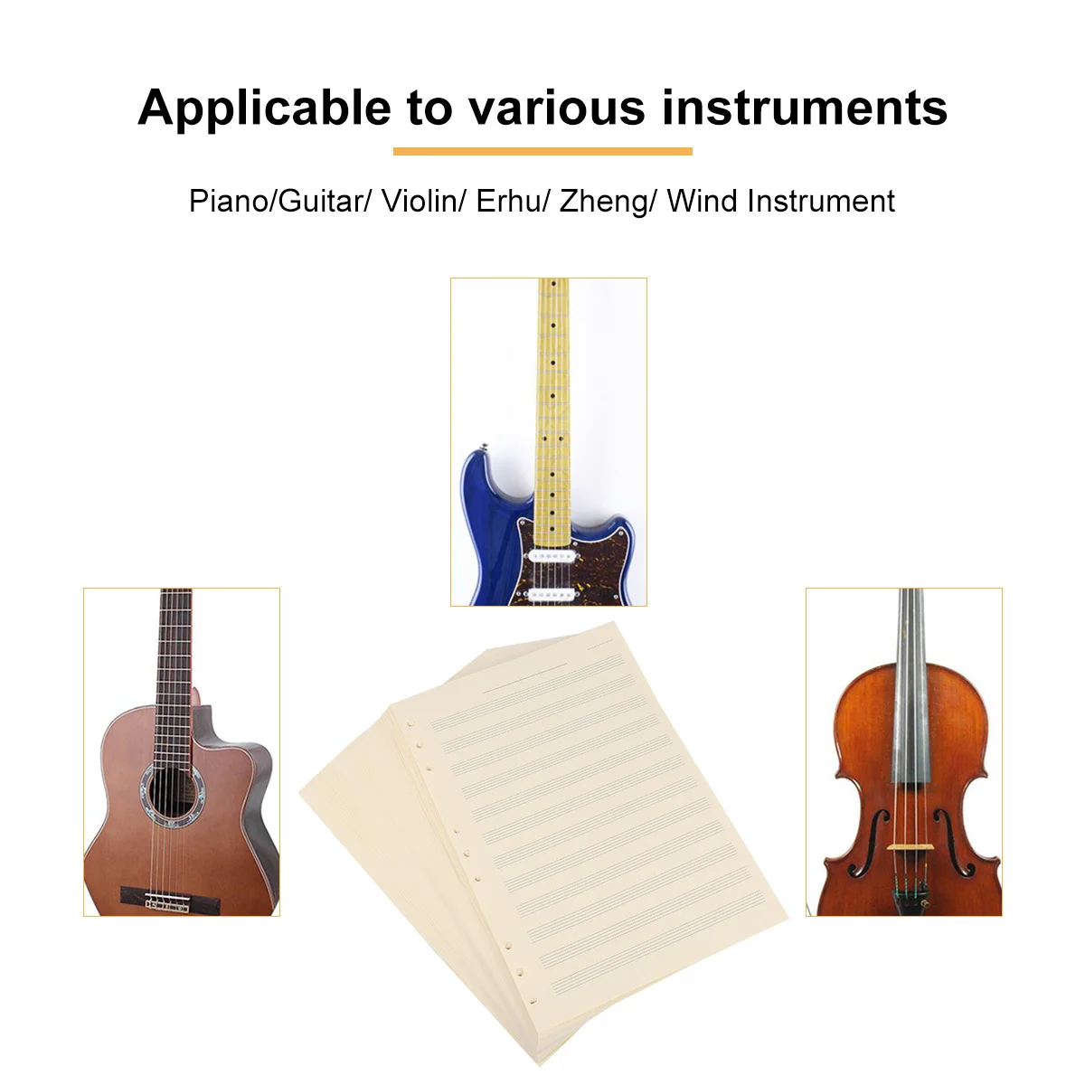 100 hojas de recambios de manuscrito, 2mm, 12 filas, sin pelusa, composición musical, recambio de práctica, papel de hojas sueltas para personal de estudiantes