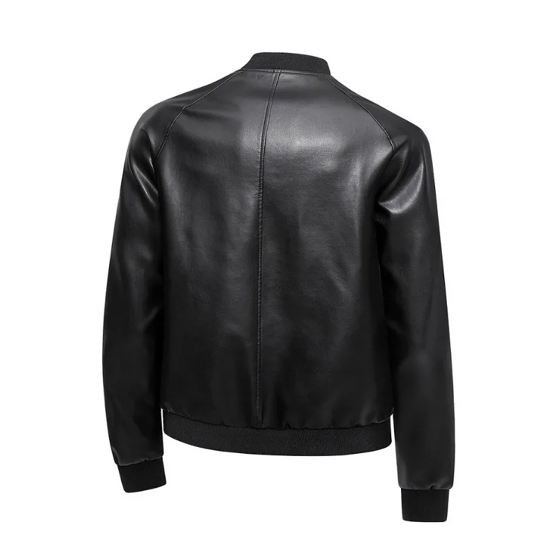 KIDWHXR Men Leather Jacket Thicken Fleece Windproof Waterproof Man Outerwear Punk Stand Collar Long Sleeve Zipper Male Coat