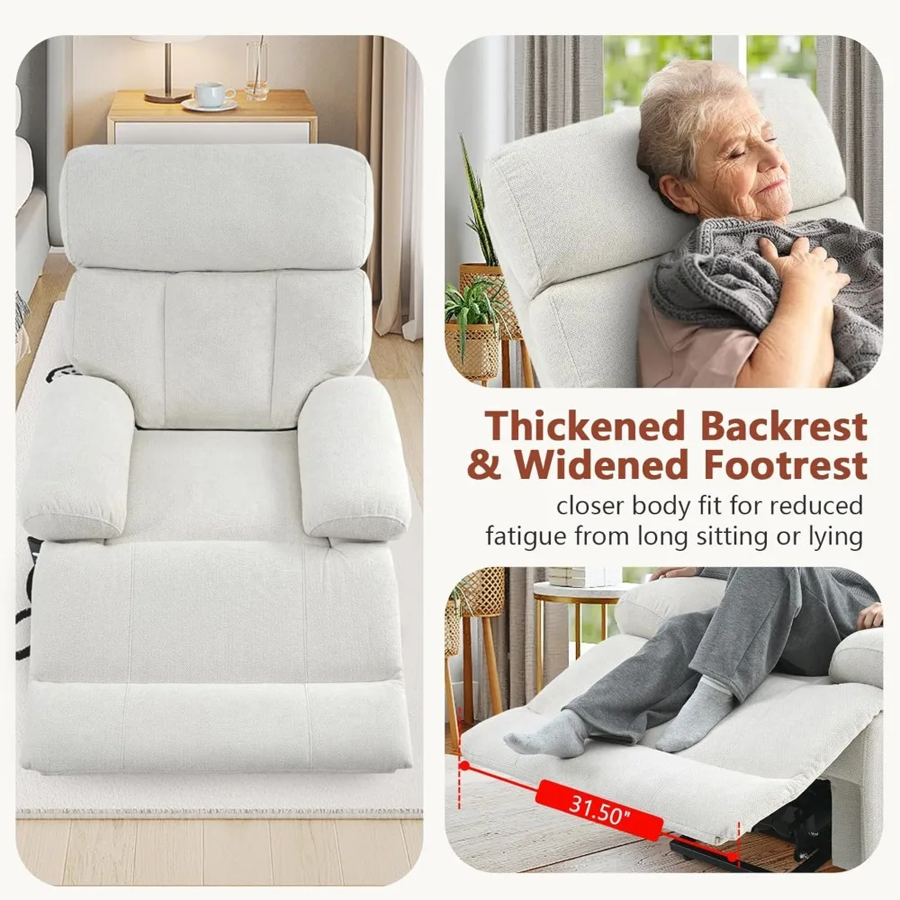 เก้าอี้เลานจ์ผู้สูงอายุแบบยกไฟฟ้า, รีโมทคอนโทรลที่ง่าย, สตูลวางเท้ากว้าง, กระเป๋าด้านข้าง, เก้าอี้เลานจ์กํามะหยี่เกล็ดหิมะนุ่ม