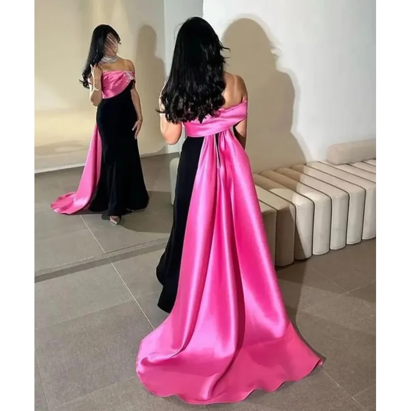 Indie Elegant Black Prom Dress Women's One Shoulder Beaded Party Evening Gown Floor Length customized Formal Occasion Dresses