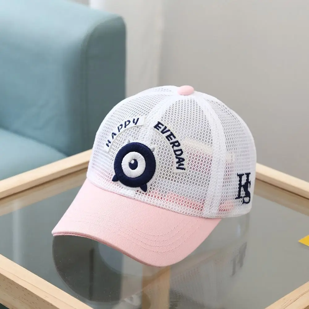 Gorra de béisbol con visera para niños, gorro con visera, estilo coreano, malla de ojos grandes, transpirable, informal, Verano