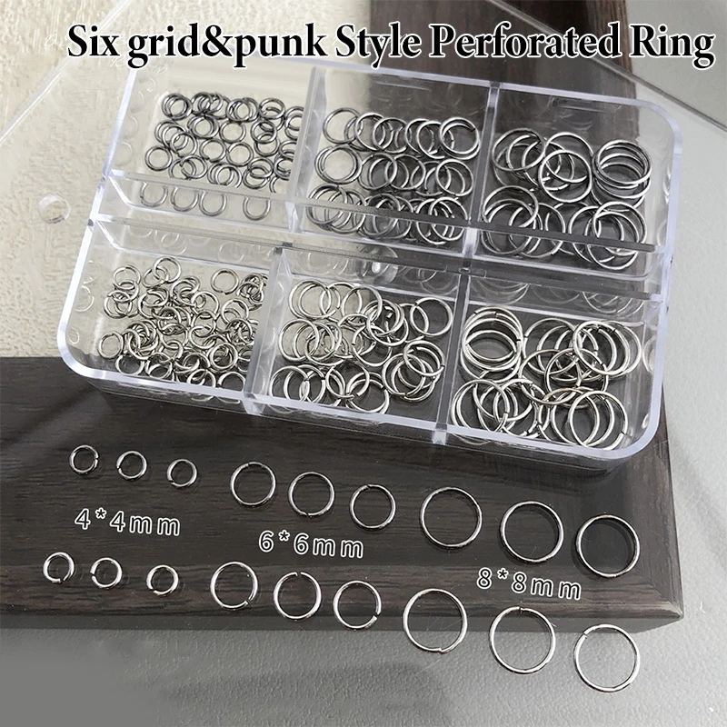 6 شبكات مزيج فاسق ثقب دائرة مستديرة مثقوبة حلقة سبائك سوداء مسمار الراين زينة مانيكير سحر