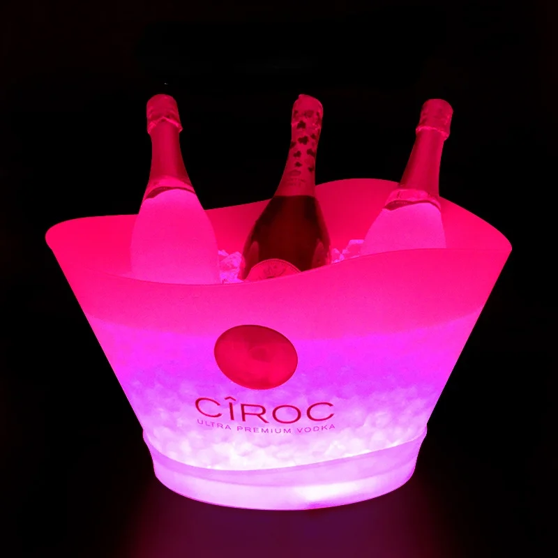 

12L LED Ice Bucket Chargeable Champagne Wine Cooler Drink Holder Can Hold 7 Bottled Champagne/13 Bottled Beers Super Large