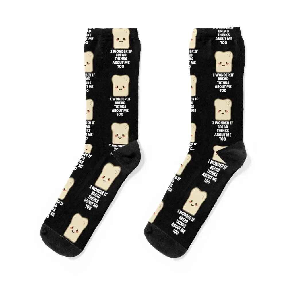

I Wonder If Bread Thinks About Me Too Socks compression winter gifts men cotton high quality gift Mens Socks Women's