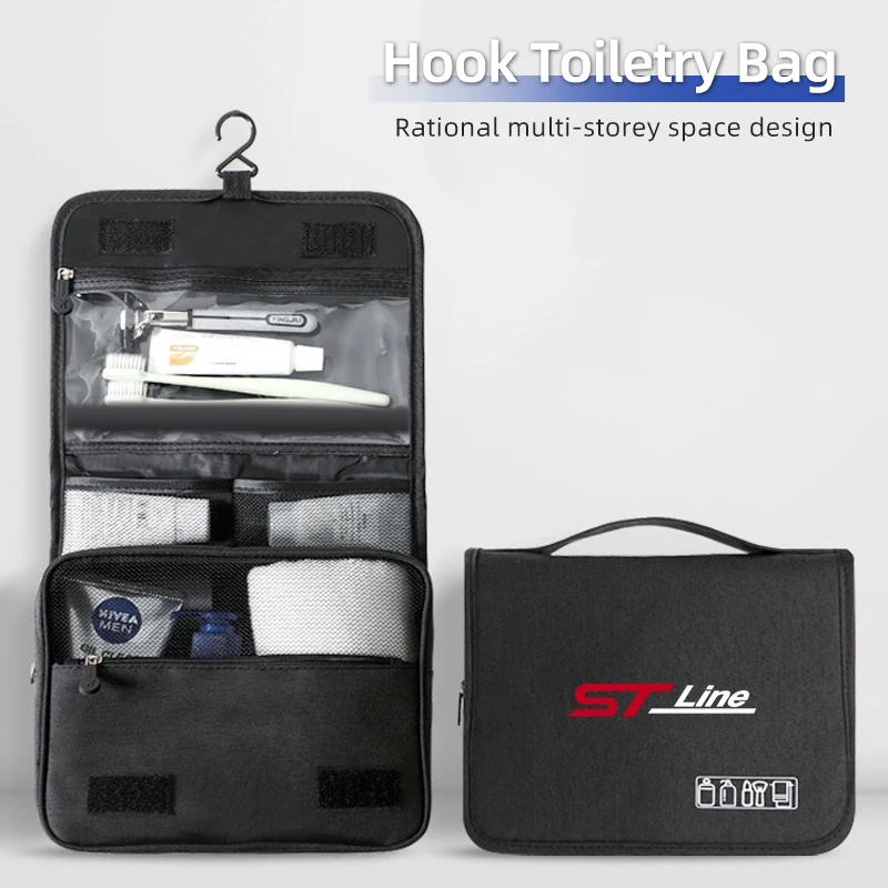 

Car Hook Toiletry Bag Travel Organizer Bag Portable Storage Bag For Ford ST Mustang Explorer Focus Fiesta EDGE F150 Escort