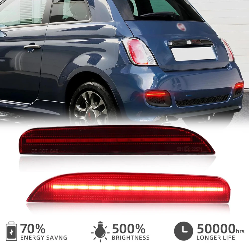 

Авто задний бампер, светодиодный стоп-отражатель, сигнальная лампа, стоп-сигнал заднего хода для FIAT 500 2012-2017, Стайлинг автомобиля, красный