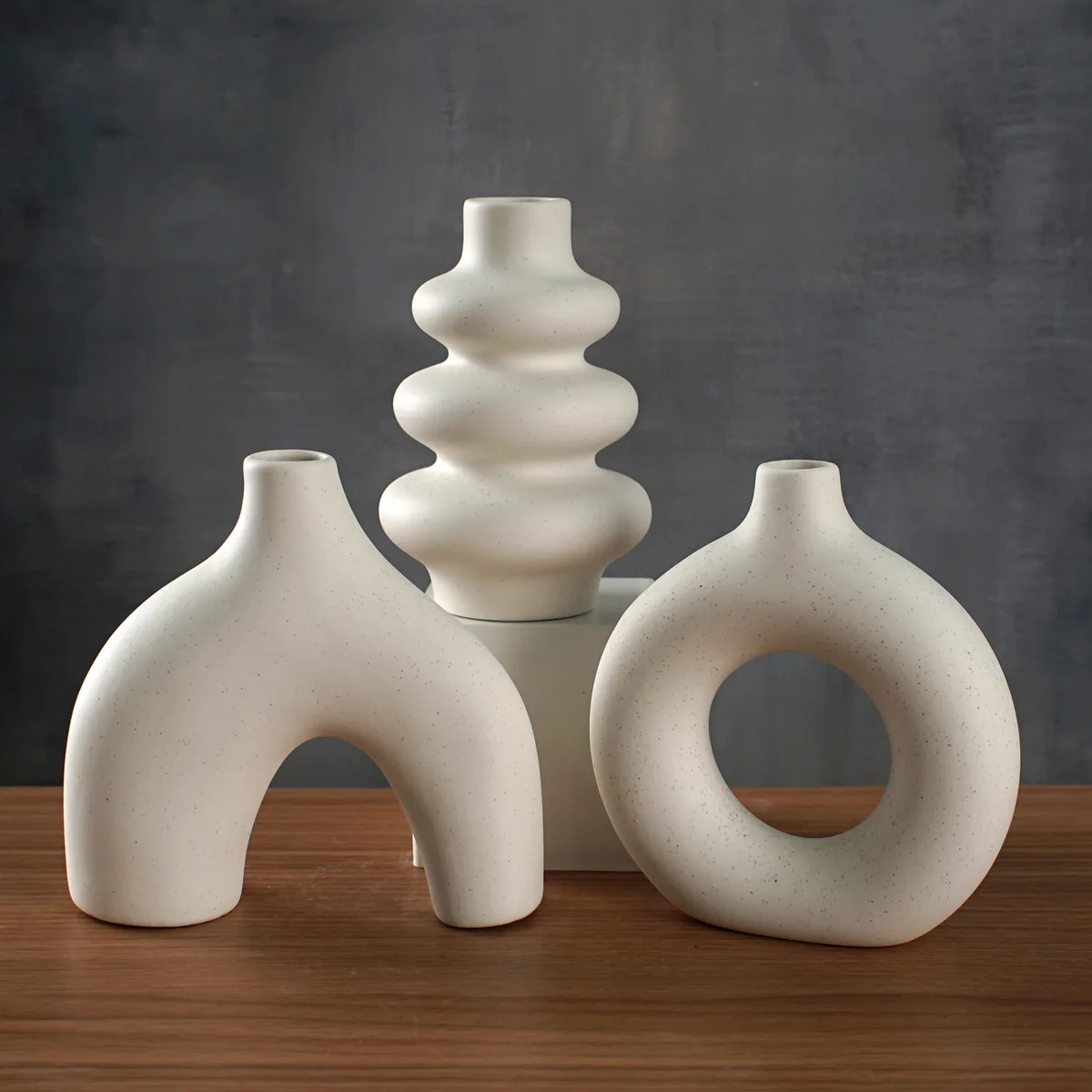 CAPIRON Set of 3 Ceramic Vases Nordic Decor Boho Centerpiece Wall Shelf Living Room Decoration Coffee Table Accessories Interior