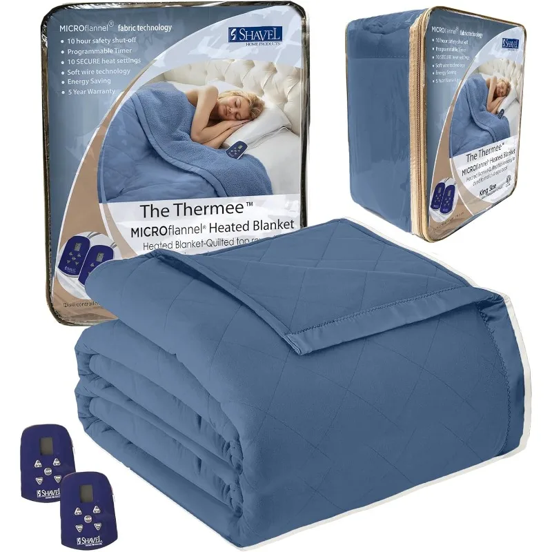 Thermee Micro Flannel Electric Blanket, Full, Ultramarine