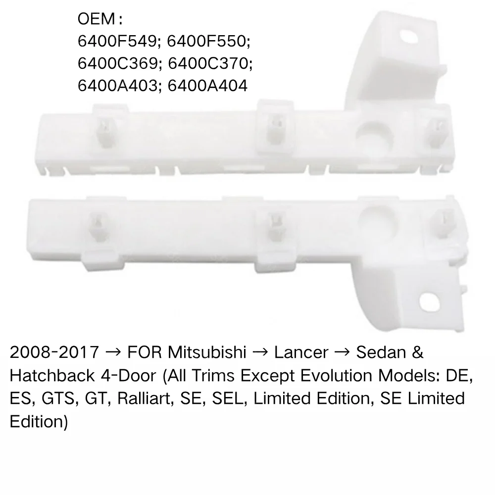 

Front Bumper Retainer Bracket Spacer Support FOR Mitsubishi Lancer Sedan Hatchback 4-Door DE ES GTS GT SE SEL 2008-2017 6400F549
