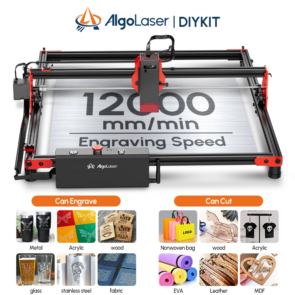 Algolaser 10W Table Laser Engraver Cutter Rotary Roller Wifi Offline Connect Woodworkers DIY Engraving Machine Glass Paper Print