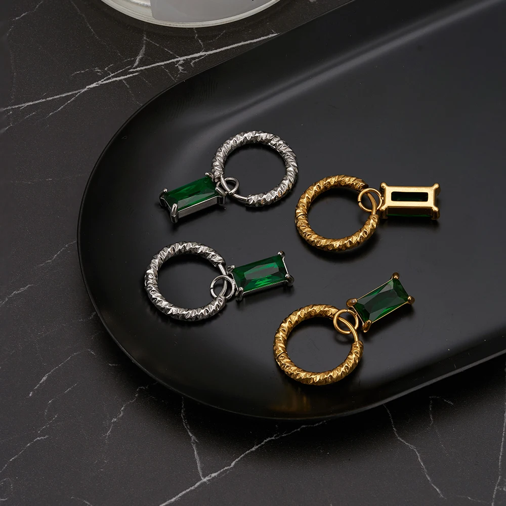 

ENFASHION Aretes Vintage Drop Earrings With Glass For Women's Stainless steel Gold Color Earrings Stylish Cute Jewelry E241547