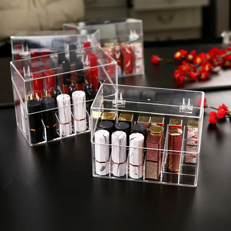 Custodia per organizzatore di vanità per rossetto per cosmetici Conservazione di profumi Trucco acrilico Organizzatore di trucco trasparente Scatola