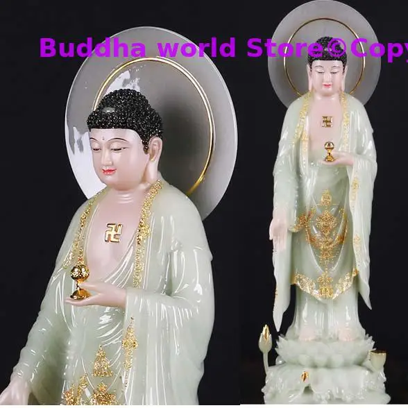 

52CM large high grade Buddhism figure jade Almighty Amitabha buddha GOD Asia HOME protection Prosperity Altar FENG SHUI statue