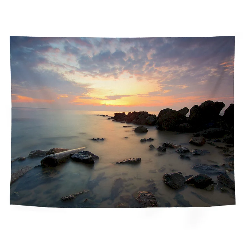 VIKAMA Sunset Ship Tapestry Purple Pink Sky Wall Hanging Bedroom Living Room Background Cloth Home Wall Decoration