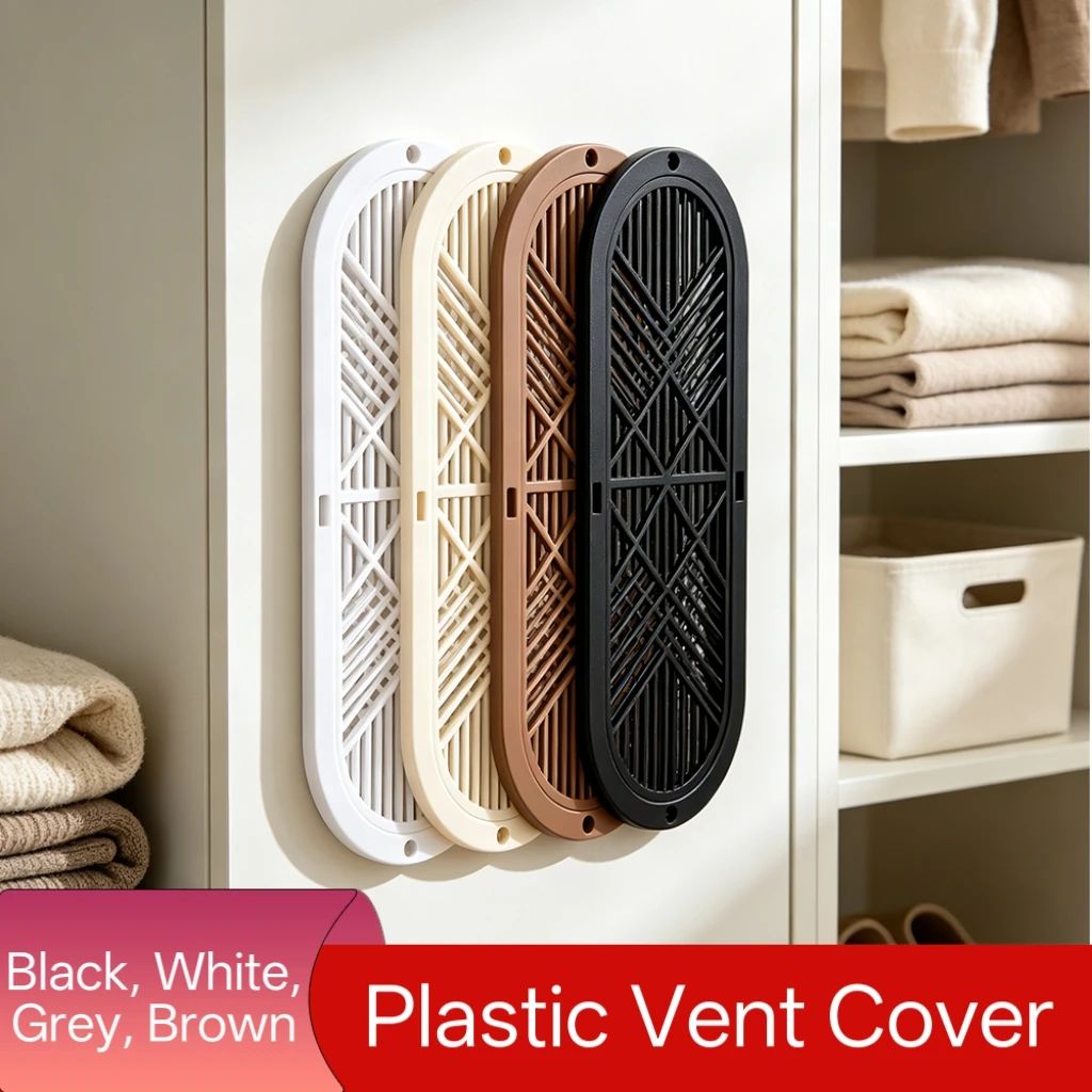 Wardrobe Vent Cover, Cabinet Air Vent Grille, Shoe Cabinet Breathable Mesh, Plastic Ventilation Hole Cover for Furniture Storage