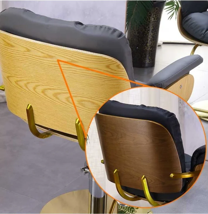 Modern Vintage Leather Styling Chair For Barber Shop Hair Salon Barber Chair With Wooden Base And Metal Frame For Hair Cutting