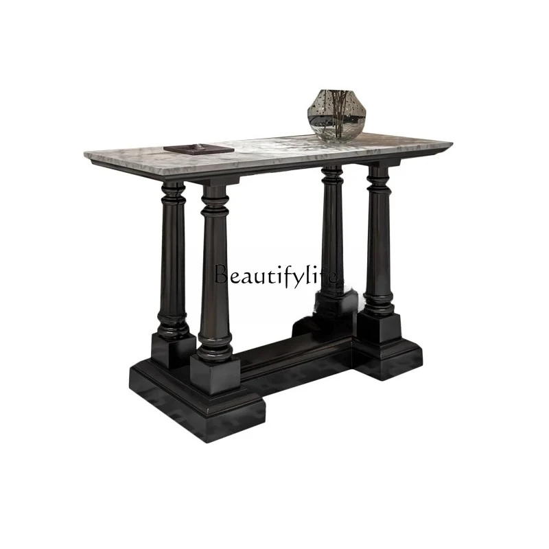 

Light luxury solid wood entrance table, living room against the wall entrance table, solid wood marble decoration table