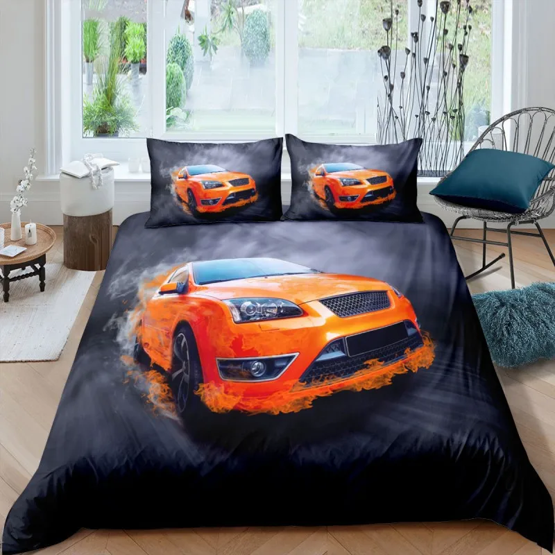 Ensemble de housse de voiture de sport de luxe imprimé en 3D pour adultes, literie double reine et roi, textile de maison pour garçons, haute