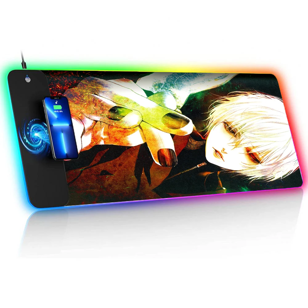 Wireless Charging Anime Tokyo Ghoul Kaneki Ken Gaming Assesories Room Desksetup Table Mat for Desk Keyboard Rugs Rgb Pc Mat