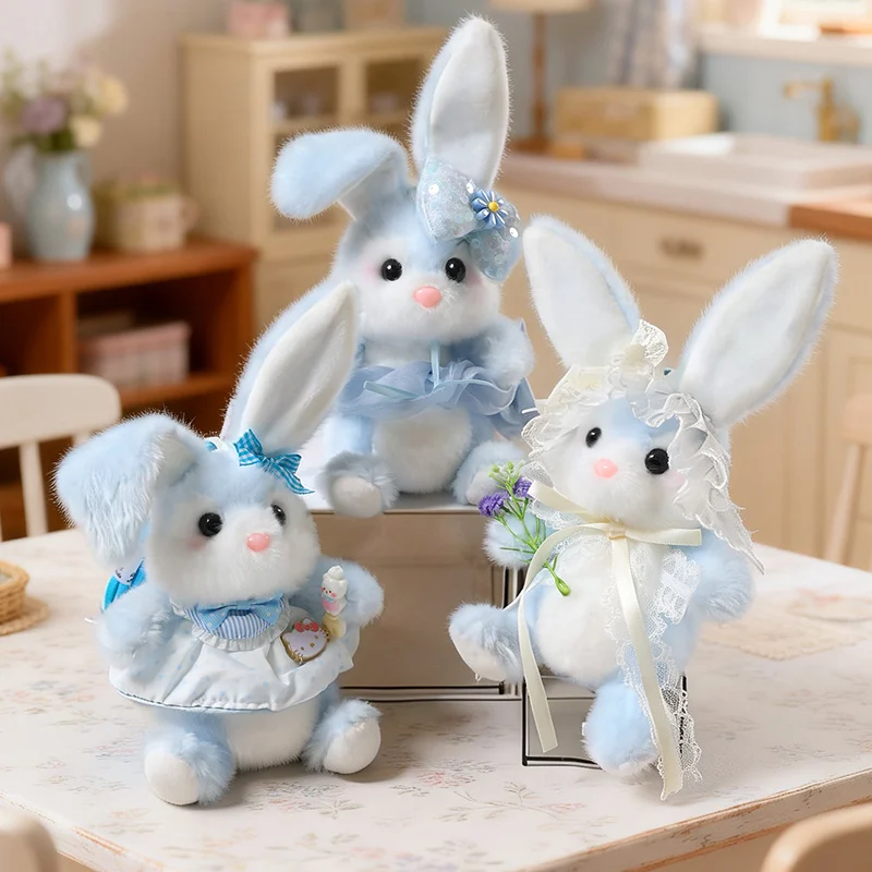 Pink Blue Yellow Rabbit Plush Doll Lace Bonnet Cake Skirt Ballet Dress Soft Stuffed Bunny Bedroom Collection Soft Plush