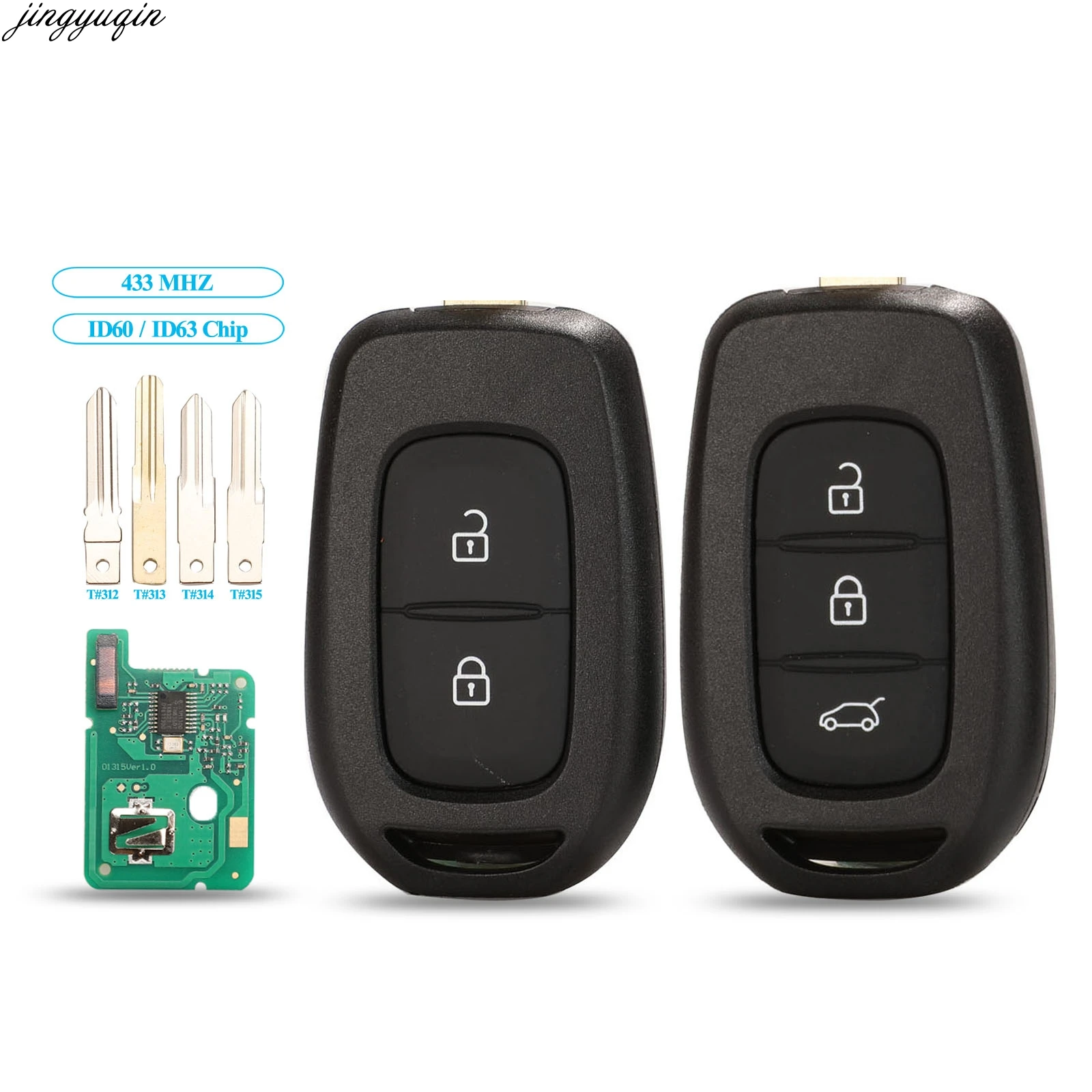 Jingyuqin 2/3 Button Remote Control Car Key 434MHZ 4A Chip PCF7961M For Renault Dacia Logan Sandero Lodgy Dokker Duster 2016