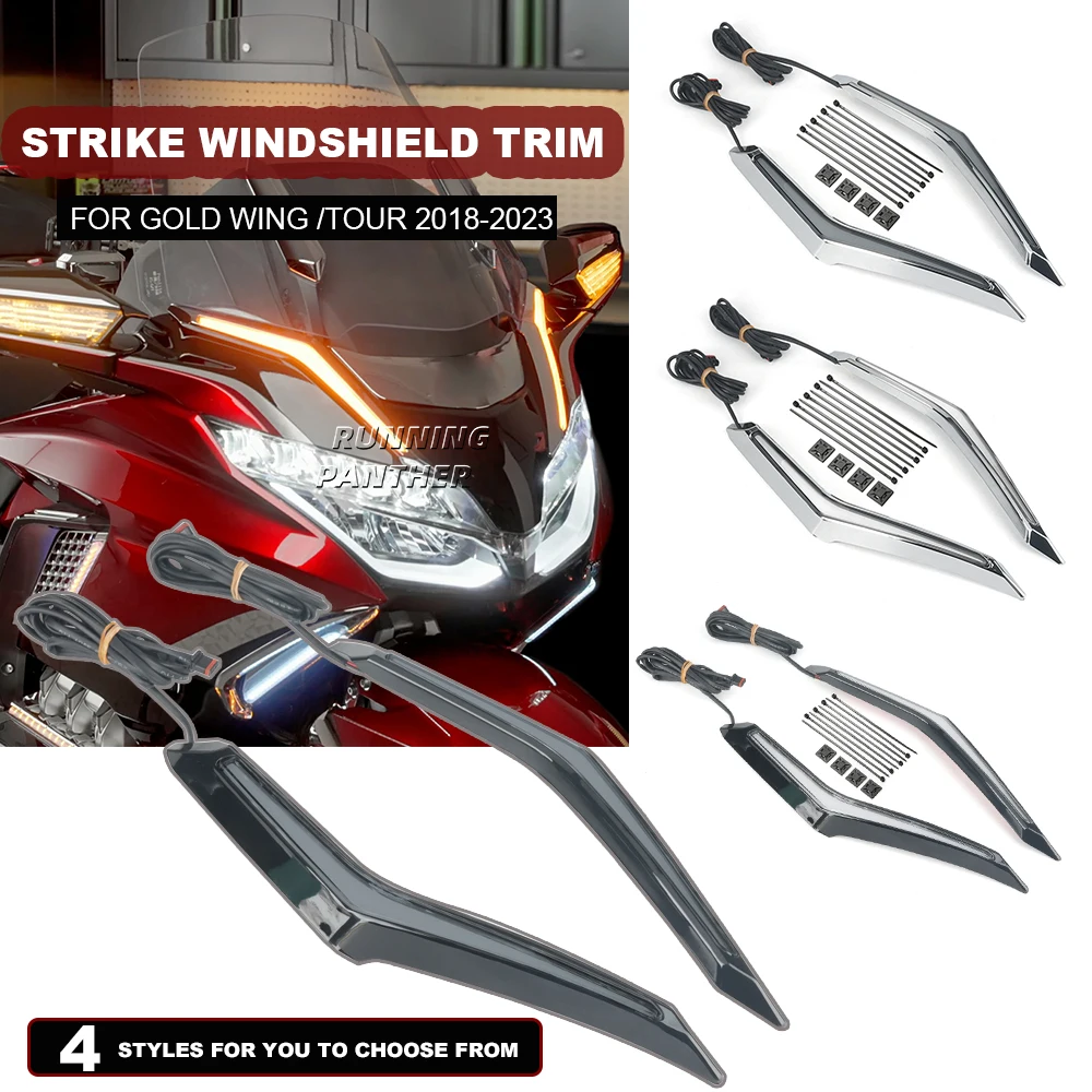 Nueva lámpara embellecedora de parabrisas para motocicleta, luz LED de freno de señal de giro para Gold Wing GL 1800 GL1800 Tour DCT Airbag 2018-2023