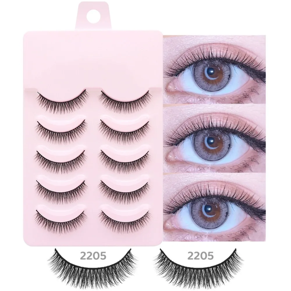5 Pairs Anime Cosplay Faux Mink Lashes Manga Lashes Natural short Full Strip Lashes Clear Band Soft Eyelash Extension