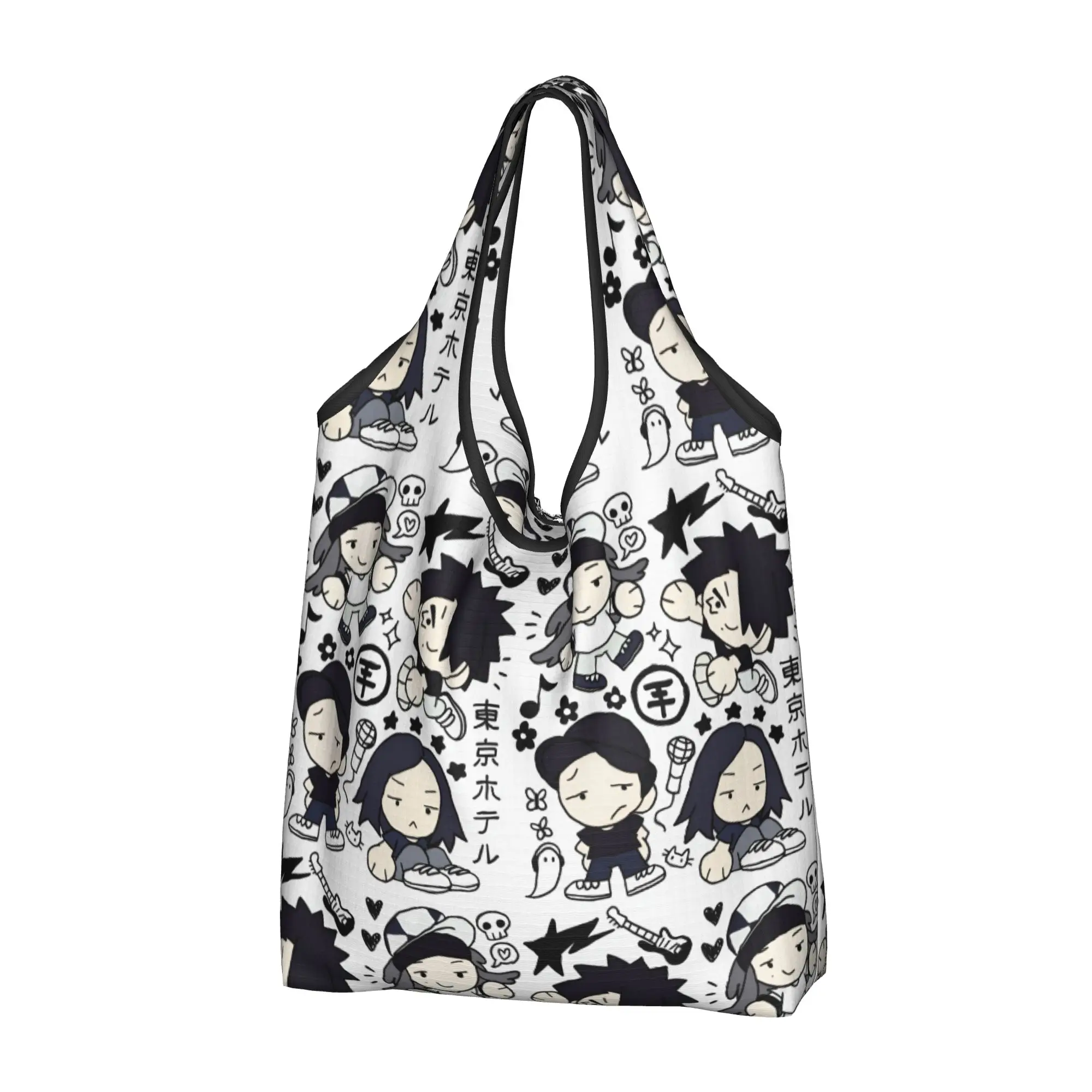 Kawaii Timeless Rock Music T-Tokios H-Hotels Cute Shopping Tote Bag Portable Classic  Grocery Shopper Shoulder Bag