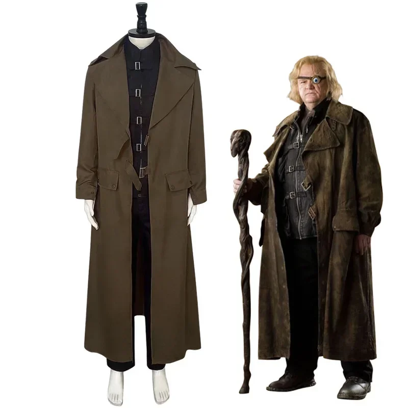 

Alastor Moody Mad-Eye Cosplay Brow Trench Coat Black Vest Pant Halloween Fancy role Play Suit set