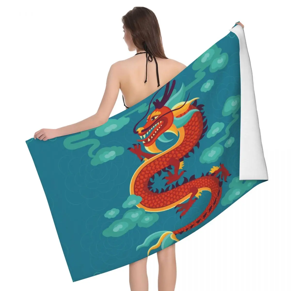 

Tradition Asian Dragon Mythology Breathable Microfiber Beach Bath Towel Quick Dry Chinese Legendary Creature Shower Pool Towels