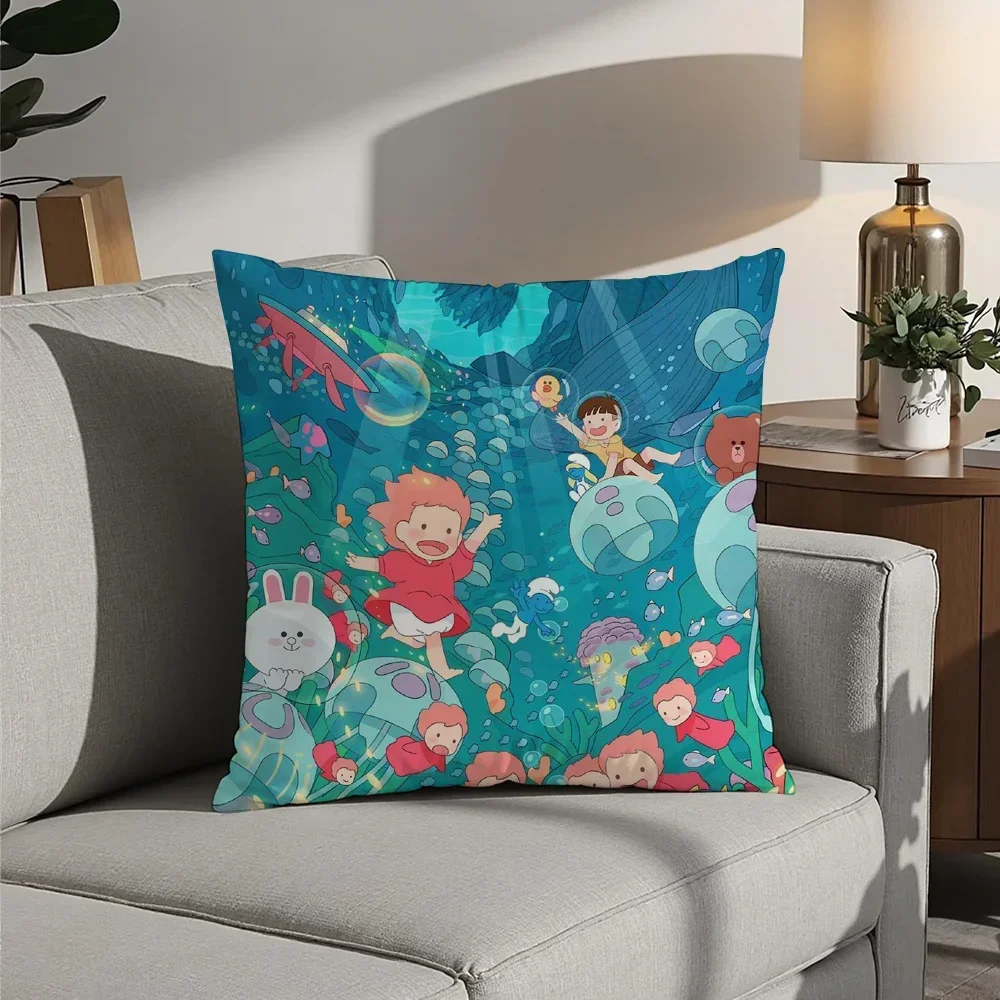 Cartoon P-PonyO on-the CliffS Pillow Case Plush Fabric Soft  Pillowcase Double Sided Print Cushion Cover Household Gifts