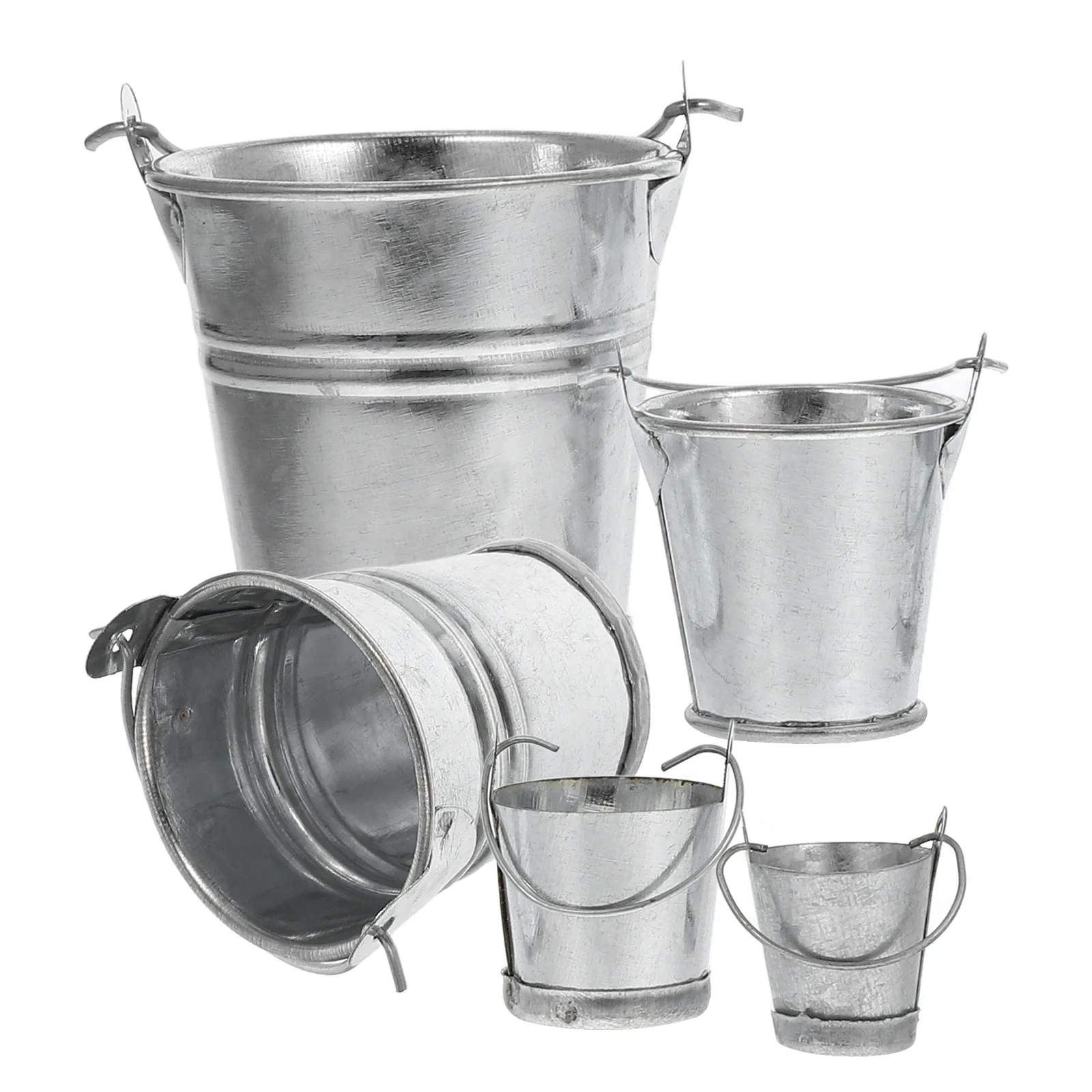 

5 Pcs Iron Bucket Decoration Miniature Buckets Model Crafts Small with Handle Metal Flower Pail Tin