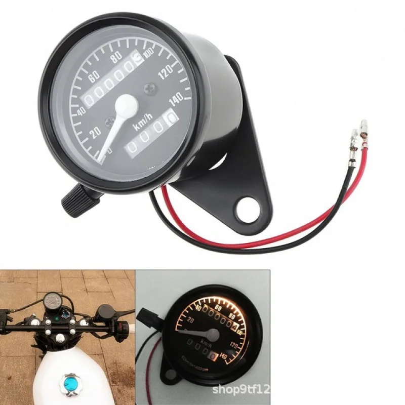 

CG125 Full Metal Shell Black Motorcycle Retro Modified Universal Dual Odometer Speedometer