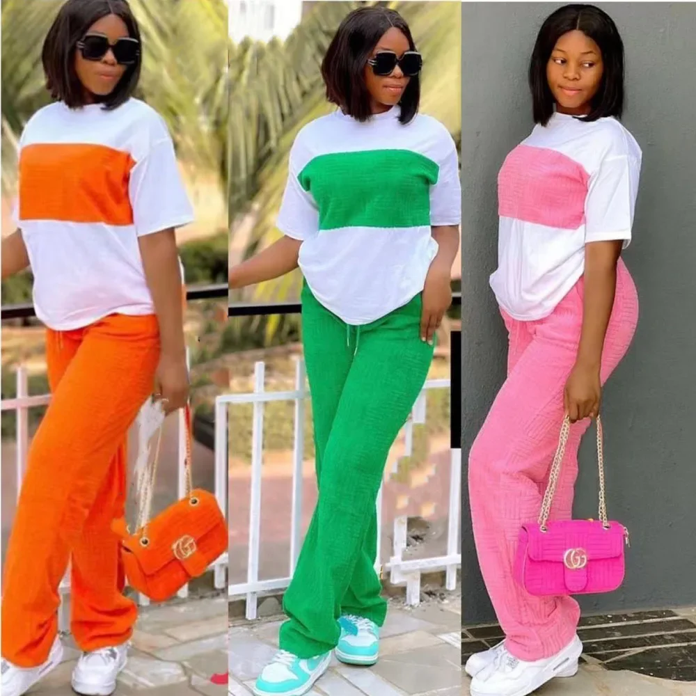 Conjunto de ropa Africana Dashiki de 2 piezas para mujer, Top de manga corta y pantalones, traje de fiesta, conjuntos a juego para mujer, verano y