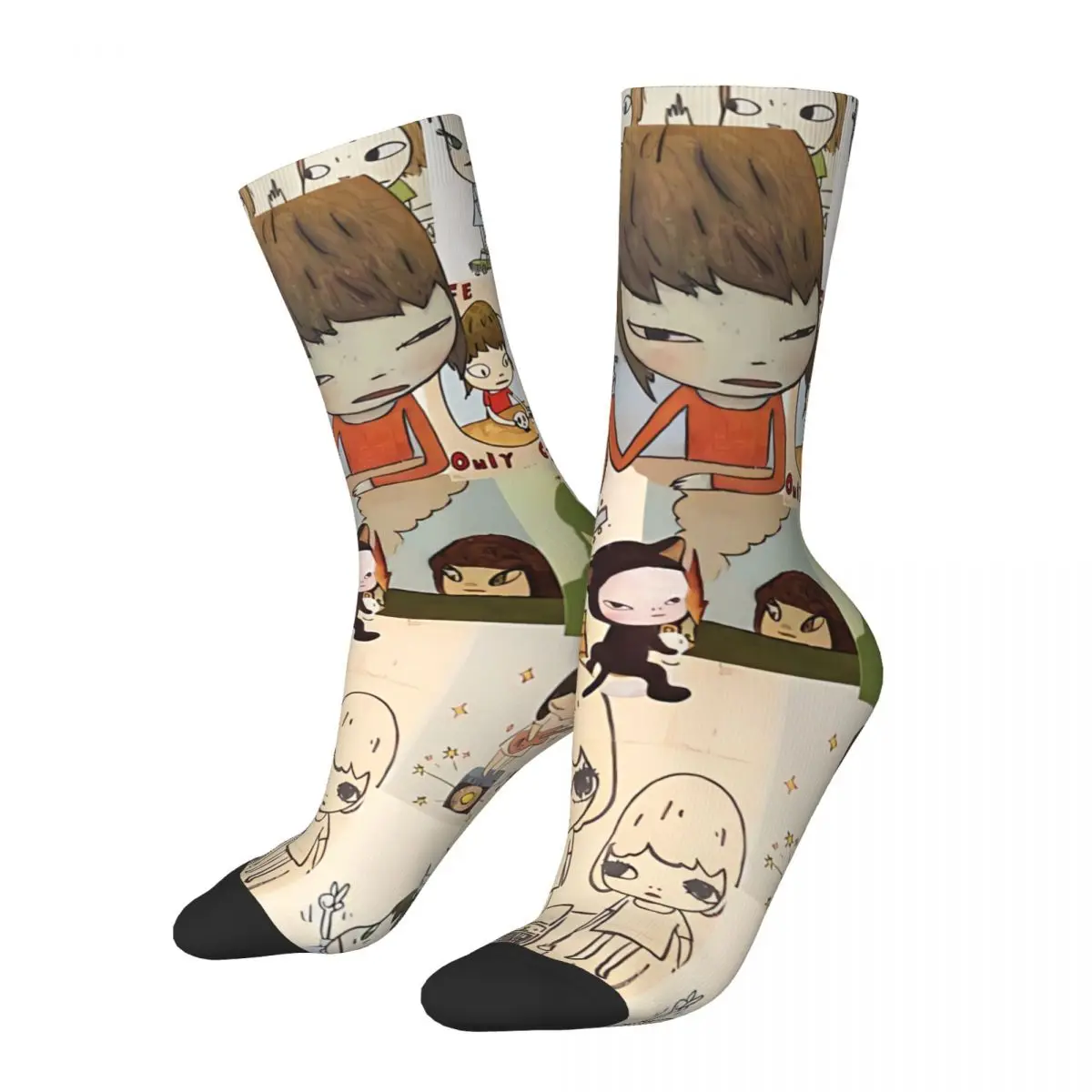 Two Rabbits Yoshimoto Nara Unisex Winter Socks Cycling Happy Socks Street Style Crazy Sock