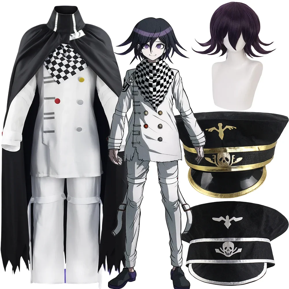 

Anime Danganronpa V3 Kokichi Oma Cosplay Costume Wig Suits President Clothes Cloak Hat Halloween Carnival Costumes for Men Women