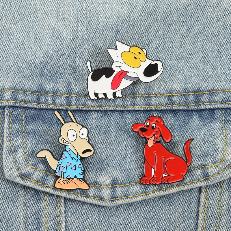 Cartoon Kleine Känguru Emaille Pins Dalmatiner Roter Hund Broschen Revers Abzeichen TV Charakter Tier Schmuck Geschenk für Kinder Freunde