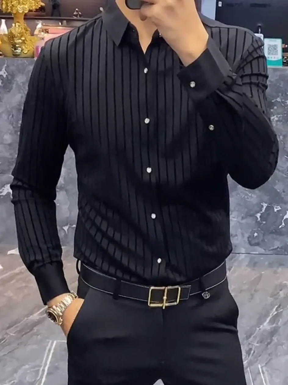 

New 2023 Men's Casual Striped irt Slim Fit Long Sve Faion Urban Sle Busin irt Lightweight Luxury irt for Men