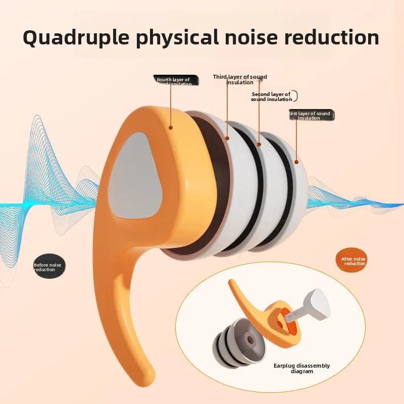 Silicone Earplugs with Noise Reduction Filter 3 Layer Waterproof Swimming Ear Plugs Study Travel Reusable Hearing Protection