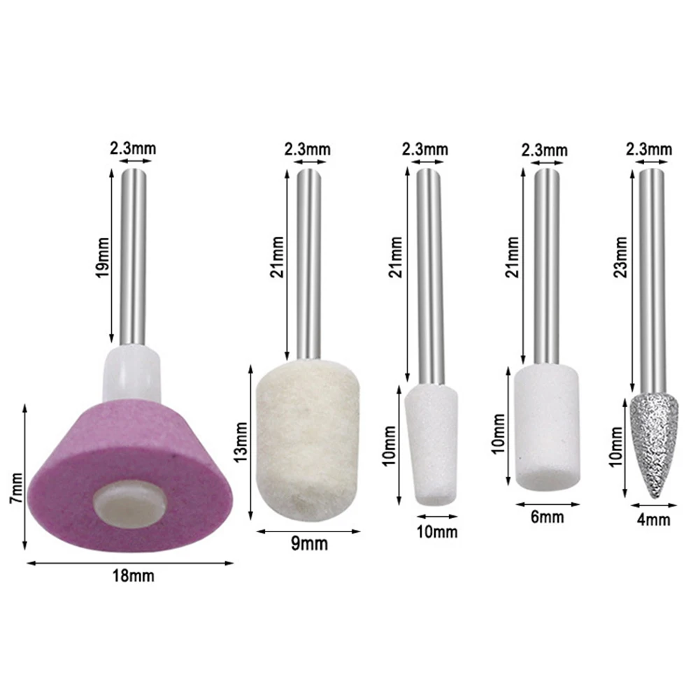 Set di punte per trapano in pietra da 5 pezzi Die Craft smerigliatrice rotante in metallo/plastica rettifica fai da te Hobby Carving lucidatura