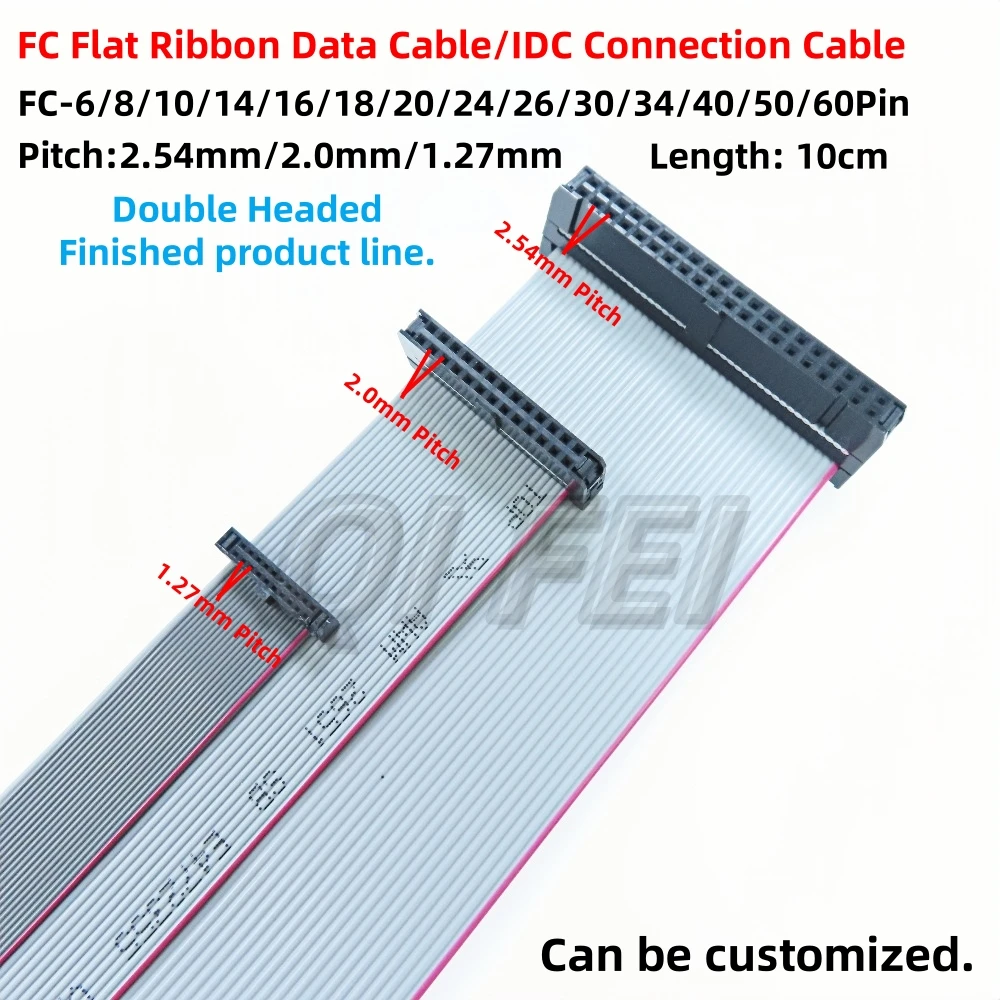 

1PCS Flat Ribbon Data Cable IDC Wire Double Ends 1.27 2.0 2.54mm Pitch FC-6/8/10/14/16/20/30/34/40P JTAG ISP Download Cable 10CM