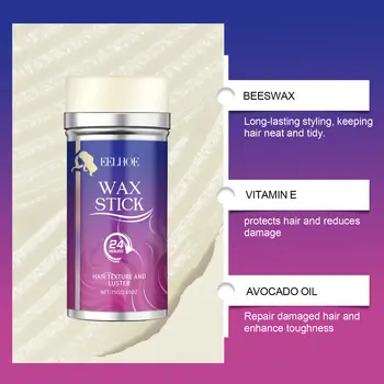 EELHOE 75g vosková tyčinka na vlasy, okamžitý styling, nemastný, bez oplachování, dlouhotrvající, fixní, silná fixace, okraje, zabraňuje poletujícím vlasům, přenosná 8 nejlepší prodej voskové tyčinky na vlasy - №6