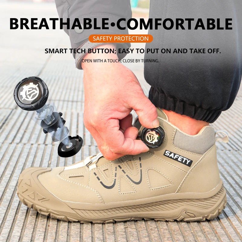 

Rotating buckle wear-resistant safety shoes, labor insurance shoes, industrial and mining boots, anti-smashing, anti-puncture